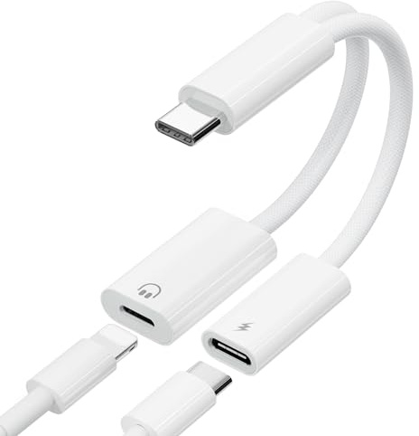 AXFEE Adaptador USB C 2 en 1 para Auriculares y Carga Rápida, Cable Splitter de Audio, Compatible Con iPhone 15 Series y Android Con Puerto Tipo C
