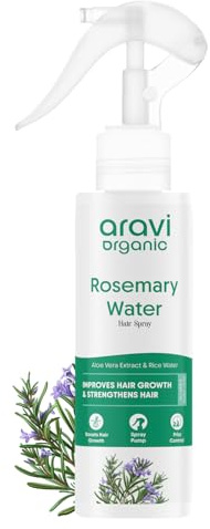 Aravi Organic Rosemary Water Hair Spray with Aloe Vera & Rice Water | Stimulates Hair Follicles, Boosts Hair Growth & Thickness, Reduces Hair Fall, Breakage & Dandruff | For Men & Women - 100ml