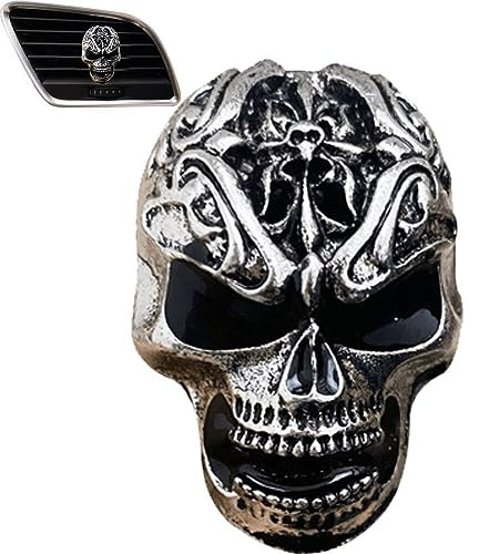 Keuyeo Coole Totenkopf-Auto-entlüftungsklammern, Aromatische Auto-entlüftungsklammer, Auto-Innenraum-entlüftungsöffnung, Totenkopf-dekor, Steckdose, Lufterfrischer, Auto-Charm-zubehör Für