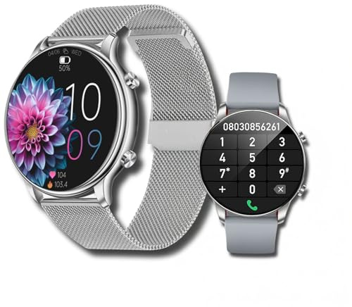 LUNIQUESHOP LSWATCH Smartwatch für Damen, mit Anruf, Bluetooth, 1,6 Zoll – Smartwatch, Temperatur, Sauerstoff, Blut, Spannung, Herzfrequenz, Schrittzähler, Schlaf, Wetter, 2 Armbänder