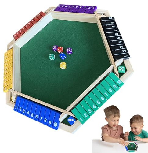 Ungtyb Cierra la caja del juego de dados, cierra la caja del juego de dados de viaje,Bandeja para lanzar dados de madera - 6 jugadores impermeables, versión de mesa de clásicos del juego y