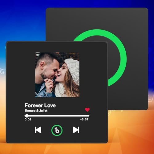 Personalisierter Kühlschrankmagnet Musik-Album – Individueller Magnet mit Foto, Lied & Albumcover im Musikplayer-Design – Kühlschrank-Deko für Paare, Musikliebhaber als personalisiertes Geschenk