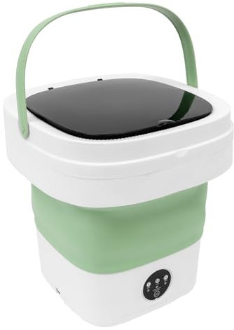 Lavadora portátil de 12 litros, minilavadora plegable con 1 tubo de drenaje y 1 cesta de drenaje, gran capacidad, 3 modos de limpieza, ropa cómoda con ropa interior separada (verde)