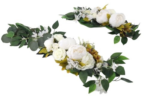 Panneau de Bienvenue de Mariage Floral, Large Application, Arc de Mariage, Fleur Multifonctionnel pour Fête d'anniversaire (White)