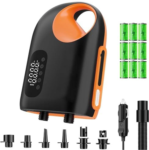 OBEST Rechargeable SUP Pump Paddle Board Pump Electric 20PSI High Pressure, 18000MAH SUP with Inflation/Deflation, 12V Auto-Off Portable Inflatable Type C for Kayak, Wing, Tent, Boat, Bag