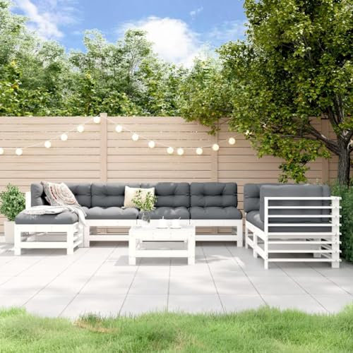 GCHDHAPB Home-Outdoor Gartenmöbel-Set, 8-teilig, Weiß, Massivholz, Kiefer