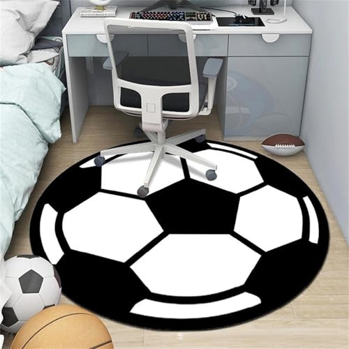 Highdi Alfombrilla para Silla de Oficina Gaming, Redondo Fútbol Protector Suelo Silla Ruedas Antideslizante Antiarañazos, Alfombrilla de Protección para Suelos Duros (Fútbol,Diámetro 80cm)