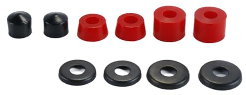 Hoite Skateboard-Buchsen-Set, 10 Zubehörteile, PU-Dämpfung, 90A-Ersatzbuchsen Für 4-Rad-Skateboard, Double Rocker (rot)