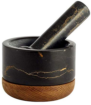 YJYJY Set di Mortaio e pestello, Ciotola in Marmo con pestello e Mortaio, Grande macina in Pietra