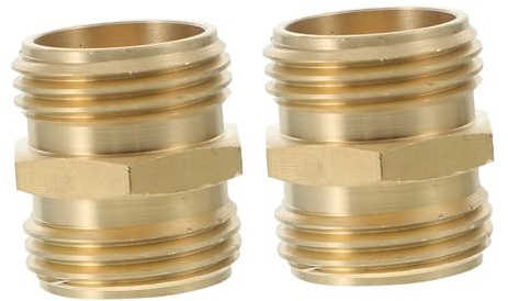 Gatuida 2 Piezas Adaptador de Manguera Macho Macho de Latón para Jardín Conectores Doble Exterior Unión Resistente y Antigoteo para Grifo y Tubo de Agua