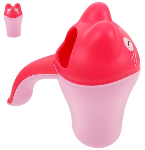 FRCOLOR Baby Shampoo Cup Infant Hair Washing Cup for Girls Pink with Handle for Toddler Hair Rinse and Bathing Safety