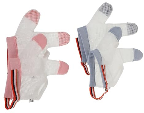 Hohopeti 2 Paare Anti daumenlutschen Handschuhe Verstellbare Schutzhandschuhe für Junge Mädchen Atmungsaktive Mesh oberfläche Sicherer Beißschutz für Kleinkinder Weiche Beißhandschuhe