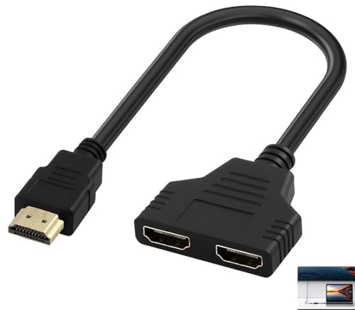 Vnuipofa HDMI Splitter 1 till 2, HDMI-adapter Hane till Dubbel Hona 1080P, Passiv Splitter med Förgyllda Anslutningar för TV, Skärm, Projektor, LCD- och LED-skärm, 30 cm