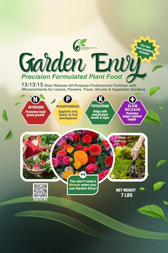 Garden Envy 13-13-13 Slow Release All-Purpose Professional Fertilizer with Micronutrients for Lawns, Flowers, Trees, Shrubs & Vegetable Gardens, 7 lbs