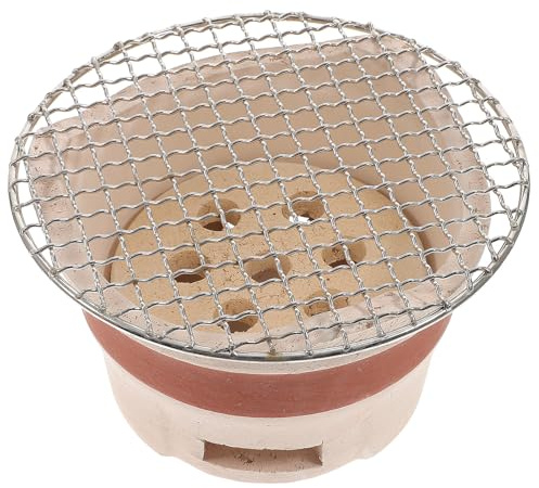 Angoily Mini Barbecue en Céramique Poêle à Barbecue Charbon de Bois avec Grille Intégrée Réchaud Portable Brun 19 Cuisine Extérieure Camping et Pique-niques Couleur Couleur Aléatoire