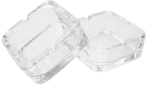 VALICLUD Cenicero Decorativo Cuadrado de Vidrio Transparente 9,4x9,4x4 Cm, Resistente al Viento para Interior y Exterior, Juego de 2 Piezas Adecuado para Hogar, Oficina y Patio