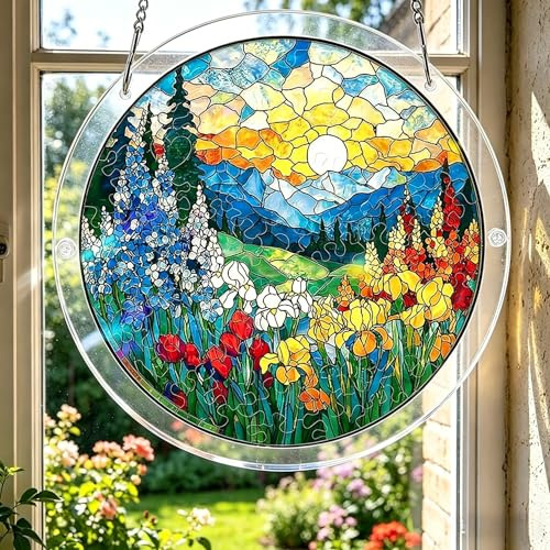 83 Pieces Acrylic Puzzles Sun Catcher Window Hanging,8.2in Acrylic Puzzle for Adult,Colorful Flame Hummingbird Sun Catchers Window Hanging,Unique Suncatchers Puzzle,DIY Suncatchers Kits