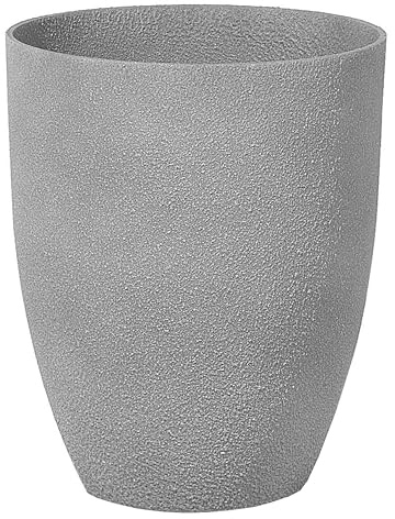 Beliani Haut Cache-Pot Gris Rond Effet Béton en Polyrésine Diamètre 35 cm Pot de Fleurs Idéal au Design Moderne pour Extérieur et Intérieur