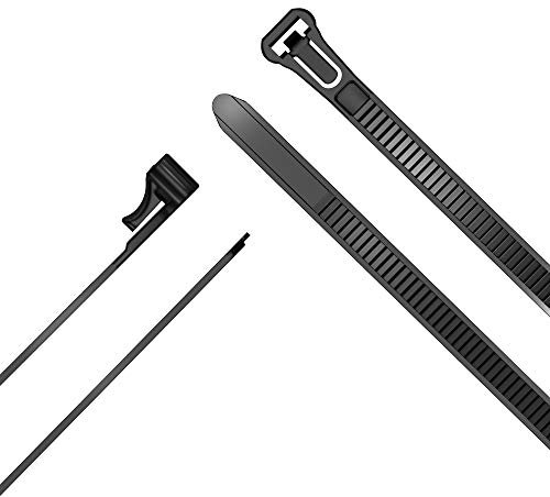 Cable Ties Reusable with Extra high tensile Strength – (Black Cable Ties Reusable for Heavy Duty and Sustainable Usage, 100 Pieces, Flexible Cable Management) – 7.4 mm x 250 mm KabelDirekt