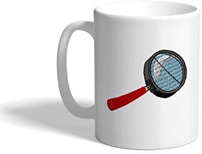 Ceramic Funny Coffee Mug Coffee Cup Magnifying Glass Thumbprint White Tea Cup 11 Ounces