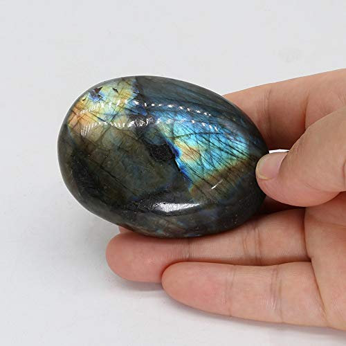 WERWER Natürlicher Schimmer Labradorit Palm Stein Cabochon Rock Quarz Rohe Kristalleier Jasper Exemplar Juwel Home Decoration (Size : 1pc Stone)