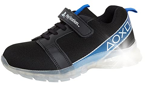 Playstation Scarpe Sportive Luminose per Ragazzi Sony Scarpe Sportive Lampeggianti per Bambini per Giocatori, Nero, 30 EU