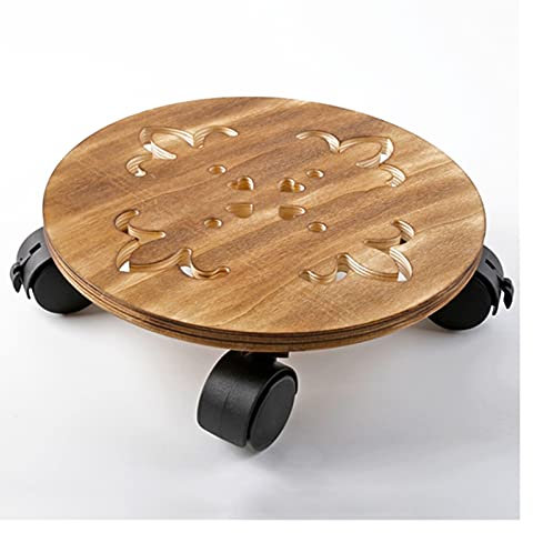 sararui Vasen Ständer Vase Base Pflanzerwagen Hölzerne Pflanze Stand Runde Innenaufnahme auf Roller-Terrasse Blumentopf mit Bremsrad 11 Zoll Bonsai Display Basis (Color : A)