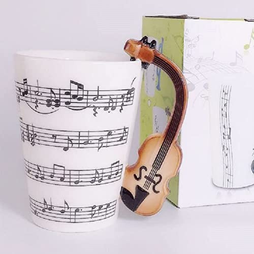 SuperglockT Premium Kaffeetasse Teetasse mit Henkel 400ml groß Kaffeebecher Musik Becher Keramiktasse Keramikbecher für heiße und kalte Getränke,Tee,Milch,Kakao (Geige)