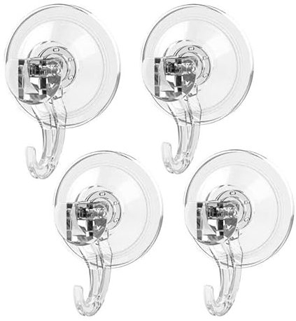 Elegear Ganci a Ventosa Super Resistenti Carico 3KG per Doccia, Bagno, Cucina, Finestra e Vetro, Hook Forte Rimovibili per Ghirlanda Porta, Serratura, Asciugamani e Accappatoi, 4 Pezzi, Trasparente