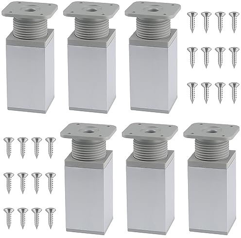RNHDLY Möbelfüße Verstellbar 6 Stück 40 x 40 x 80 mm(+20mm) Möbelfüße Eckig