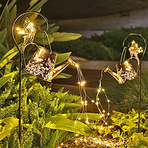 USMEI Solar Giesskanne Garten, 2024 Neu LED Gießkanne Solar Lichterkette Außen, Gartendeko Solar Lichterketten Aussen für Rasen Gehweg Terrasse Hofweg