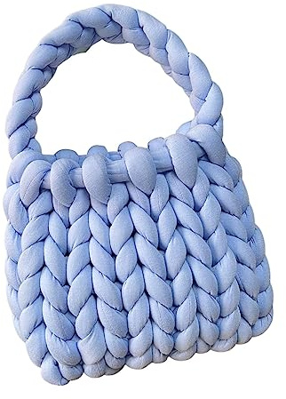 LOVIVER Borsa da donna all'uncinetto Borsa a mano intrecciata Chunky Lady Trendy Pochette Portafoglio Borsa a tracolla leggera Borsa ascellare per lavoro di, Blu