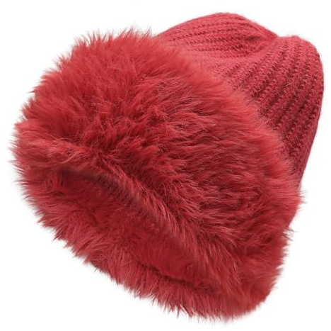 ZLYC Damen Winter Kunstpelz Slouchy Beanie Hut Warm Strickmützen