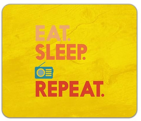 Shopagift Eat Sleep Radio Mouse Mat Pad Broadcasting Broadcast Station 24cm x 19cm