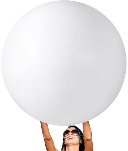 Gemscream 1 Pcs 6.5 Feet Inflatable White Giant Beach Ball Large Inflatable Ball Swimming Pool Party Balls for Summer Beach Massive Swim Decorations Supplies for Water Games Birthday Pool Party