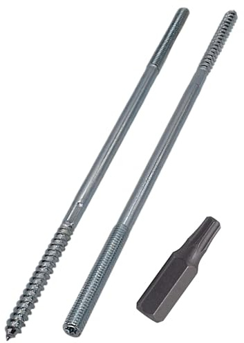 SKIR'CO (5 pcs) Hanger Bolts M8 x 220 mm, Double Ended Thread Dowel Screws, Double Headed Bolts