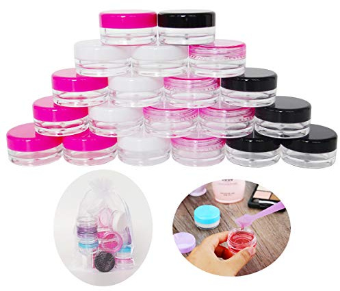 Wopanxye 20 Stück 3g Leere Proben, Cremedöschen Kosmetikbehälter, 3ml Kosmetik Behälter mit Deckel für Make-up, Lidschatten, Nägel, Perlen, Lipgloss, Balsam, Badlotion, Gesichtscreme, Salben