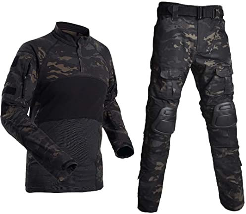 Militär Uniform Training Anzug Kampf Camouflage Jagd Shirts Cargo Hosen Paintball Kleidung Sets Black CP Shirts XXL