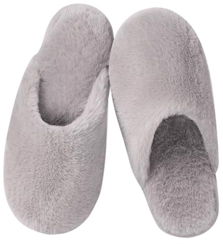 Coswind Tofflor Kvinnor Män Ladies Fluffy med minnesskum Söt Vinterhus Mysigt Slip-On Shaggy Mjuk Fuzzy Plush Utomhus Inomhus Unisex Grå 290