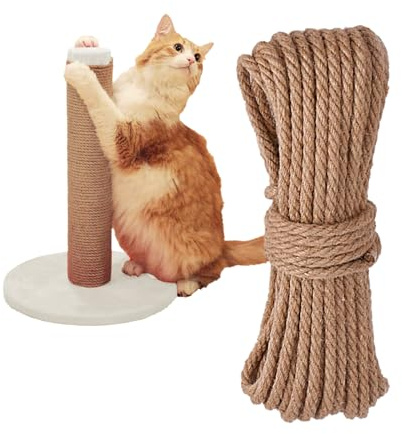 Cat Scratcher Replacement Rope Rope for Cat Scratching Post, Cat Tower Repair Rope Cat Tree Rope Replacement, Odorless Jute Twine Rope 1/4 inch Natural Hemp Rope 1