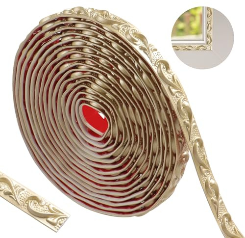 ztowoto 600cm Flexible Molduras Decorativas Para Pared- Autoadhesivo Molduras Decorativas Pared, Impermeable Molduras PatróN Vintage 3d, Moldura Para La DecoracióN Del Hogar (Oro ChampáN-2cm)