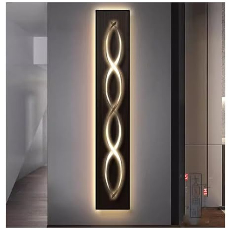 GRRICEPL Wandkunst, Große Abstrakte Dekorative Leinwandgemälde, Wandskulptur Mit LED Lichtern, Wohnzimmer Wandkunst Gemälde Schlafzimmer Büro Kunst Wand(Black-D,150X25CM)
