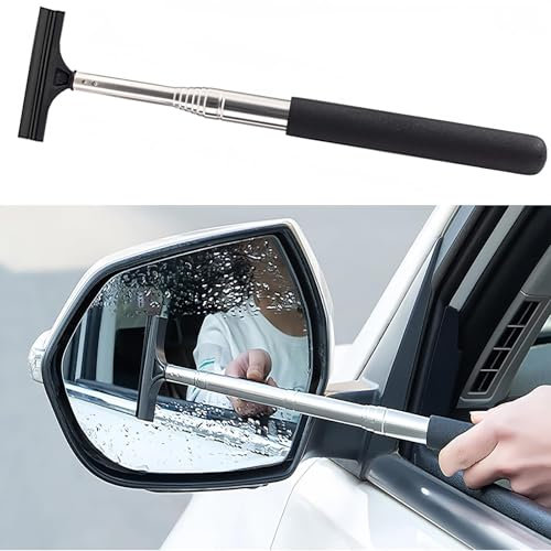 Window Squeegee, Car Window Scraper, Wing Mirror Squeegee, Car Windscreen Squeegee, Side Mirror Squeegee, Wing Mirror Wiper, Portable Vehicle Interior Exterior Accessories for Rainy Foggy Weather