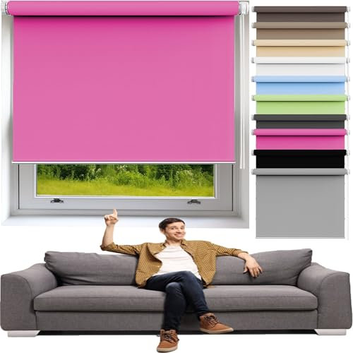 Seitenzugrollo 30 x 90 cm Sichtschutz Tenebra Thermorollo Rollo für Fenster Und Tür, Rosa