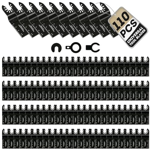 Coselena Juego de cuchillas multiherramienta de 110 piezas, hojas de sierra oscilantes resistentes para madera, plástico y metal blando, ajuste universal para corte de precisión con la mayoría de