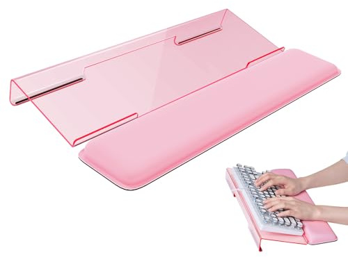 Laborio Computer Keyboard Wrist Rest Stand for Desktop, Keyboard Holder for Easy Typing with Wrist Pad for Office Desk, Home, School (Pink)