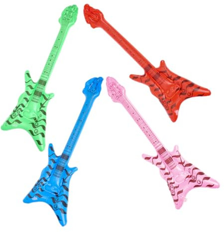 CAXUSD 4 Stück Aufblasbare Gitarren Spielzeug Für Musikhelden Partys Events Dekoration Karaoke Geschenke Luftgitarre Pappgitarre Falsche Gitarren Partydeko Jahre Stil