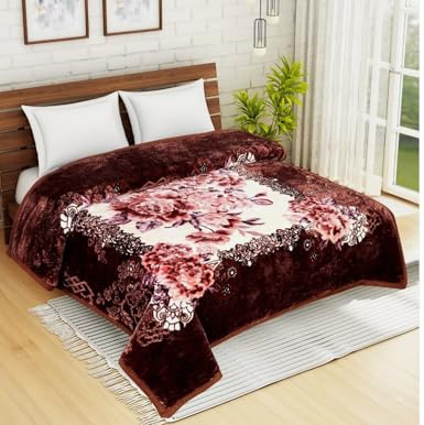 Humlin Super Soft 6.0 KG Blanket 2 Ply Heavy Thick & Warm Bed Blanket King Size Flower (Design 4)