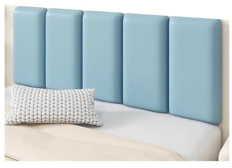 XILYZMO Kopfteil Gepolstertes Kopftei, Wandmontage Kopfteil, Einfache Montage 3D Schalldichte Wandpaneele, Tech-Tuch-Wand Kopfteilpaneele Wandpolsterung Für Die Wand(Hellblau,80x40cm)