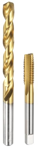 QUARKZMAN Jeu De Taraud Et Foret, 1pcs Taraud À Filet Droit M10 x 1 & 1pcs Foret Hélicoïdal 9mm, Revêtement Titane HSS-6542 Kit D'Outils De Taraudage